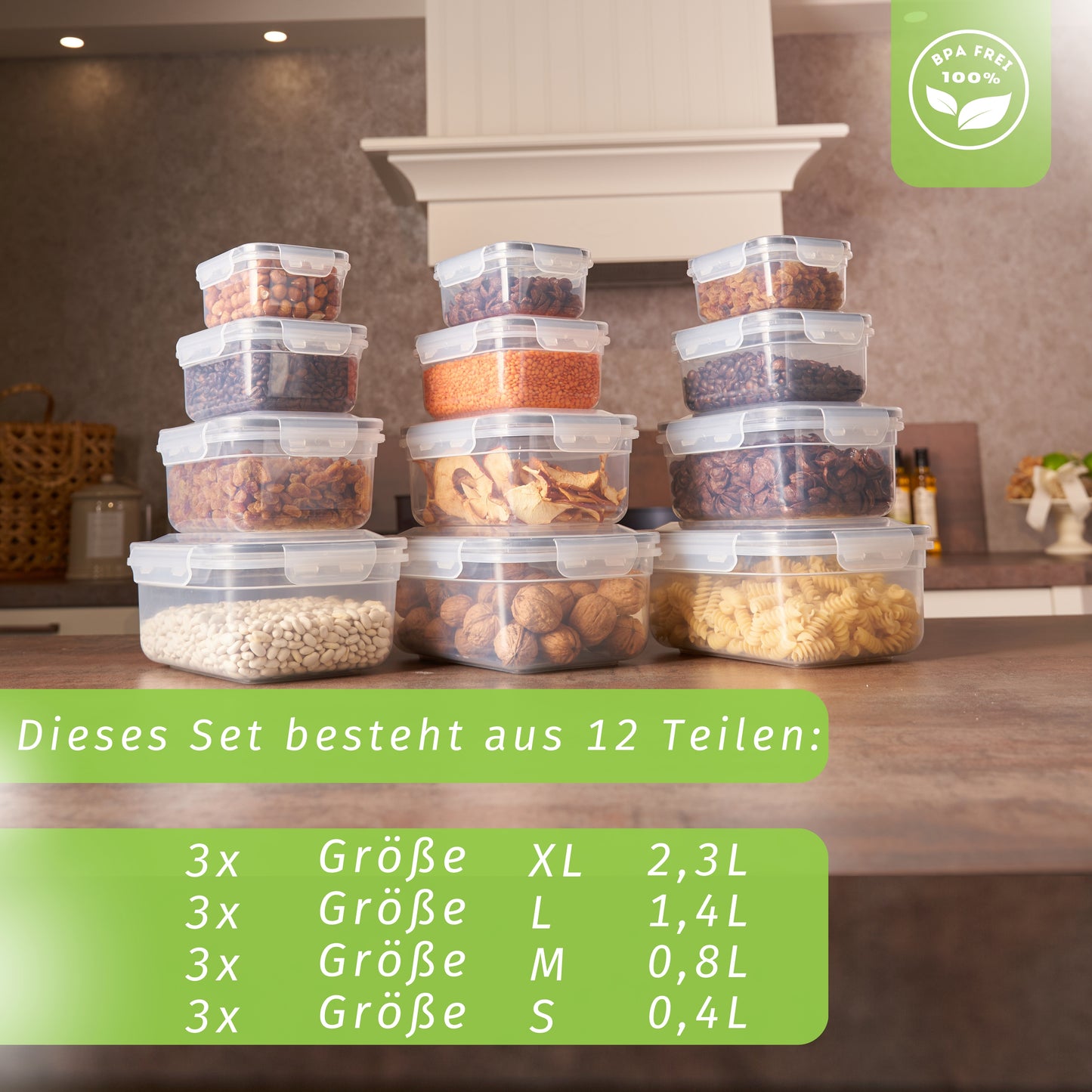 Frischhaltedosen 12er Set | mit Deckel | luftdicht | BPA frei