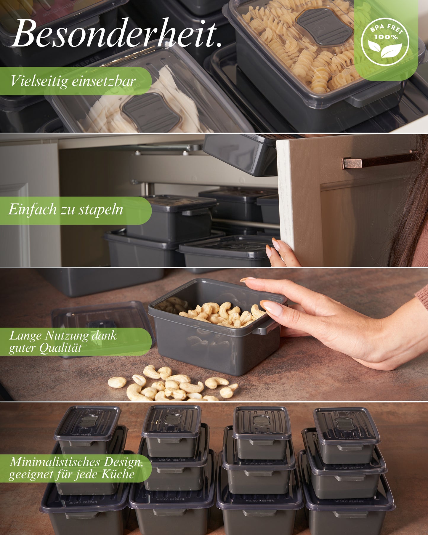 All-for-Home Storage Box Kitchen | meal prep boxes | Set of 12 storage containers with airtight lids BPA FREE | Storage box kitchen as microwave dishes & freezer container | Kitchen Organizer&Organizer