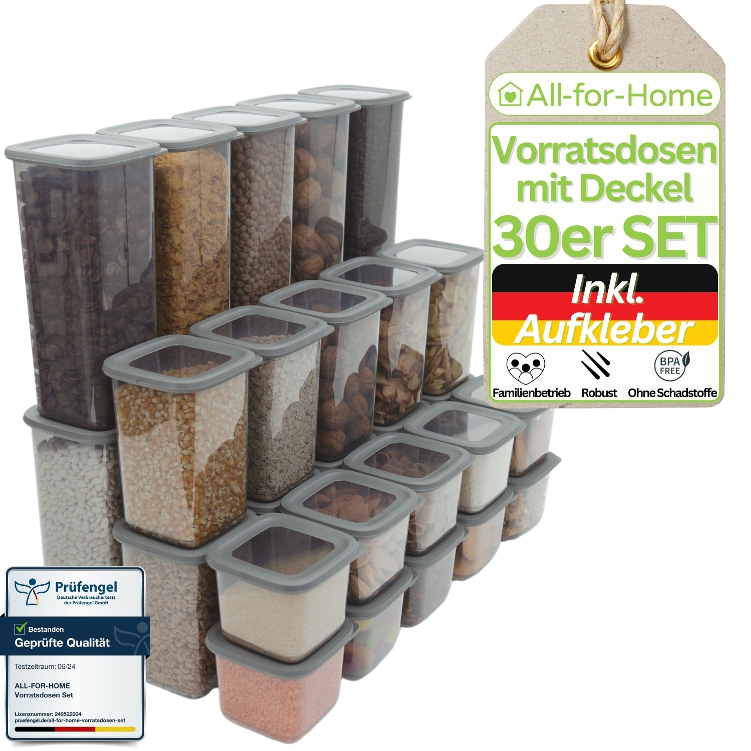 Vorratsdosen 30er Set | mit Deckel luftdicht | BPA frei