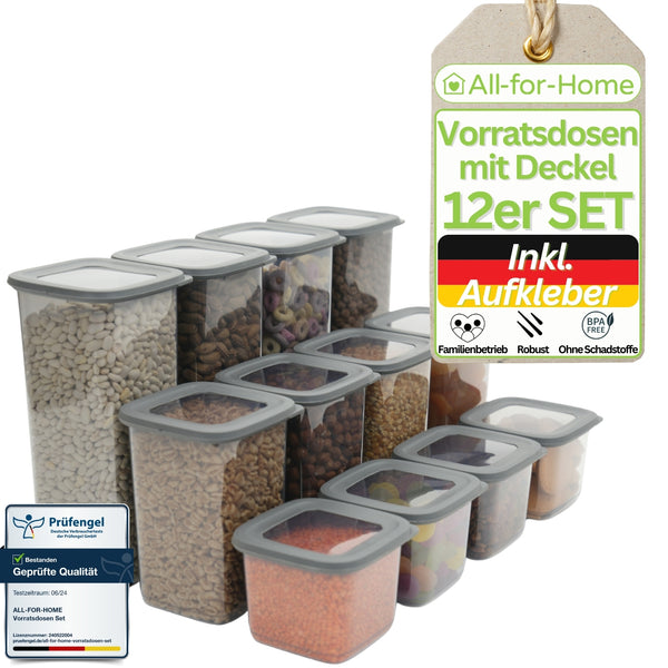 Vorratsdosen 12er Set | mit Deckel luftdicht | BPA frei