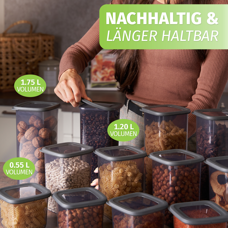 Vorratsdosen für lebensmittelaufbewahrung in 0,55l 1,2L und 1,75L als Vorratsbehälter Set 
