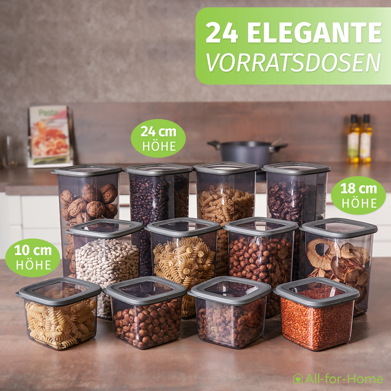 Vorratsdosen mit Deckel Luftdicht als 24er Set idealer Küchen Organizer 